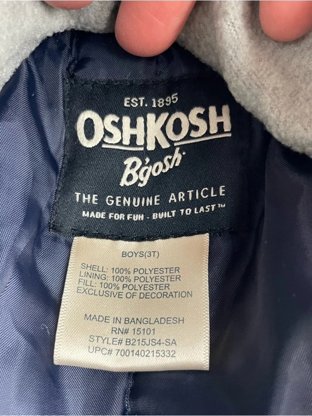 OshKosh B'gosh Orange Navy Blue Hooded Full Zip Coat Lined Camouflage Boy 3T